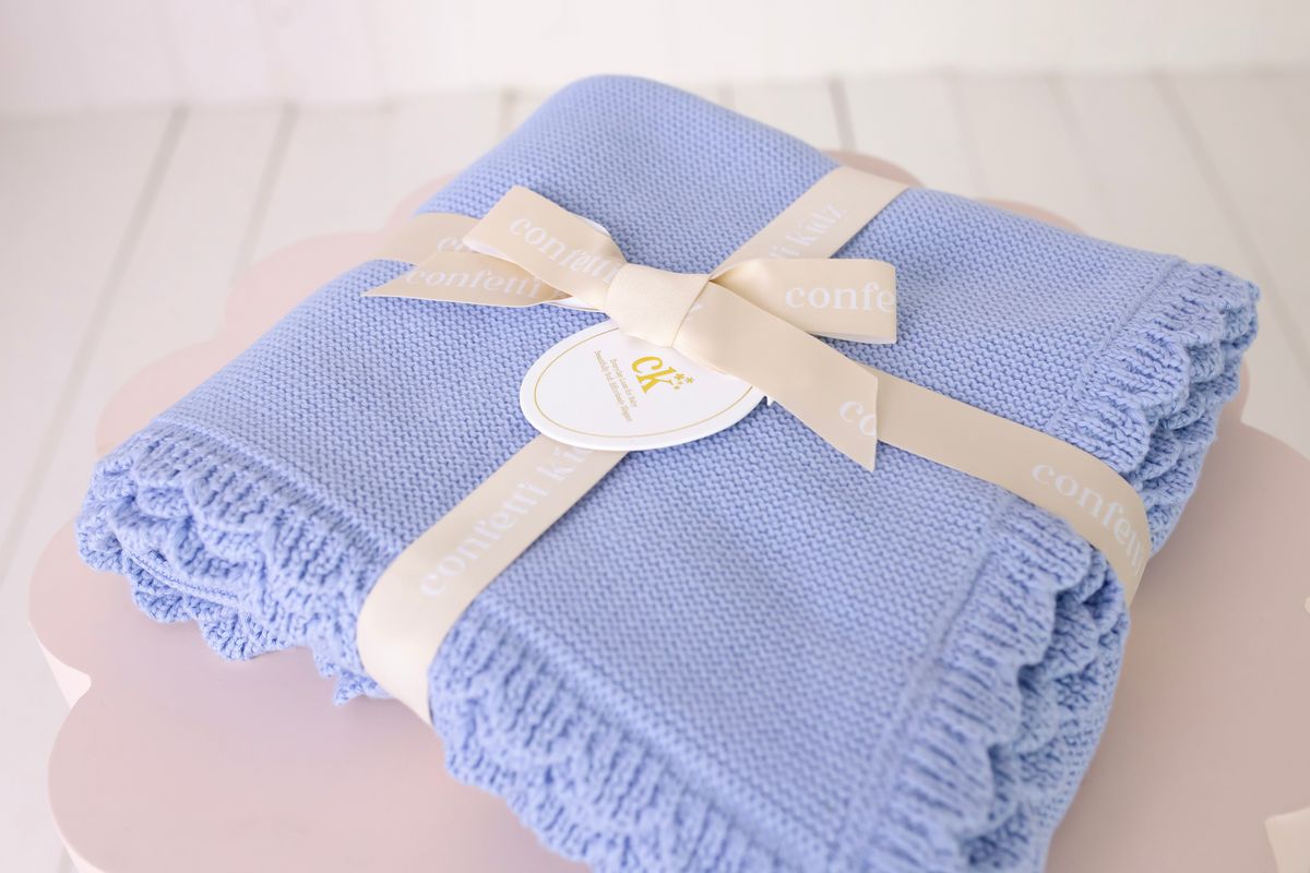 Heritage Knit Blanket Cloud Blue
