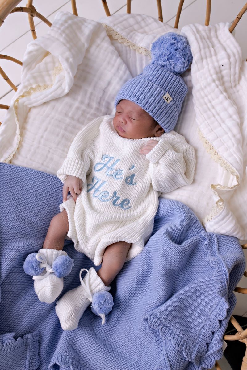Heritage Knit Blanket Cloud Blue