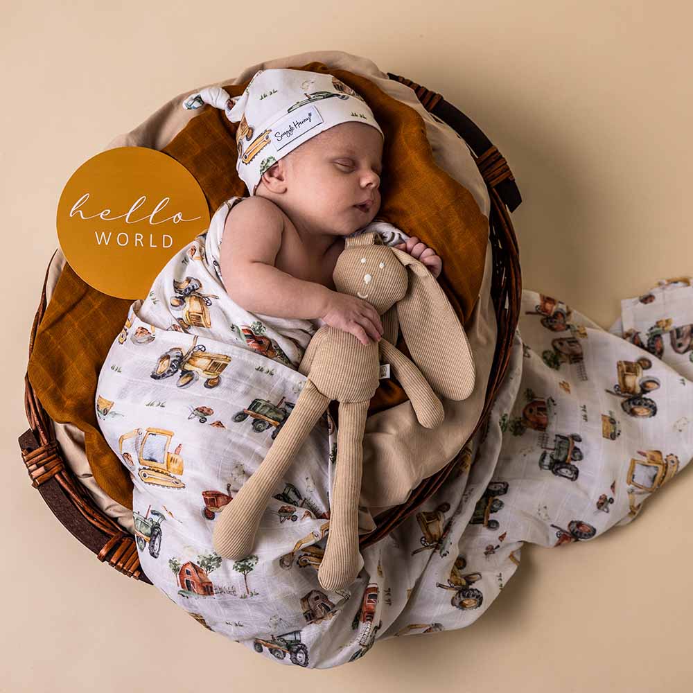 Snuggle Hunny - Diggers & Tractors Organic Muslin Wrap