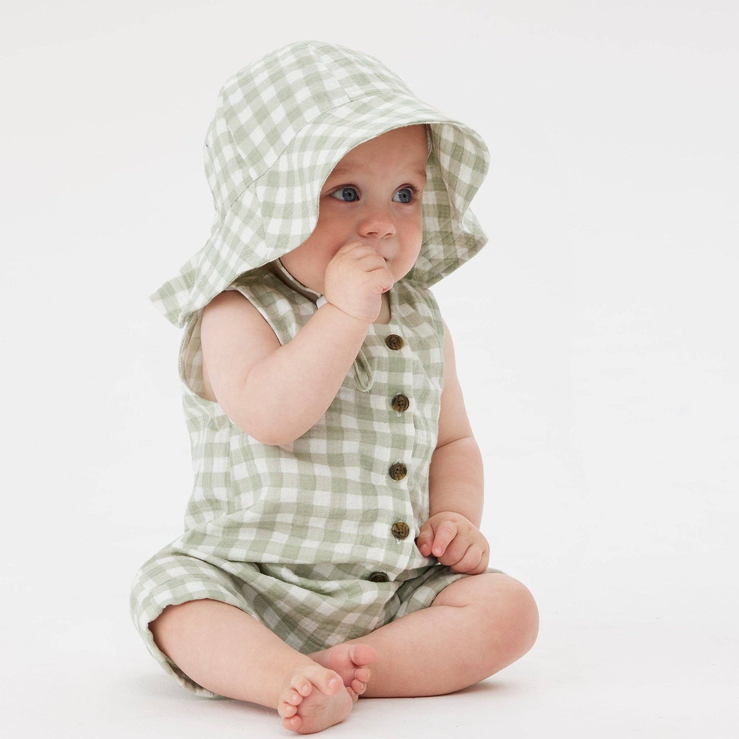 Kynd Baby - Broad Brim Hat - Sage Gingham