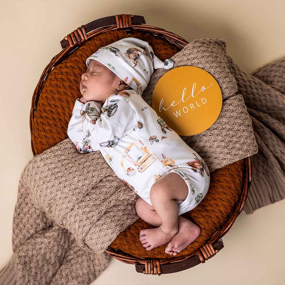 Diggers & Tractors Long Sleeve Organic Bodysuit