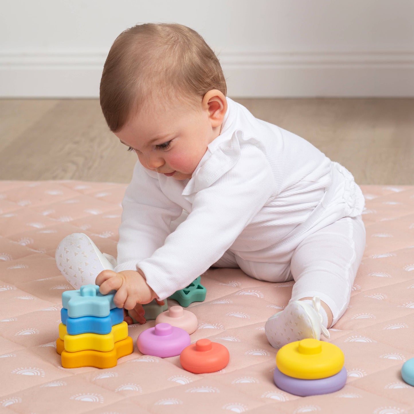 Living Textiles - Playground Silicone Stacking Tower Star - Sorbet