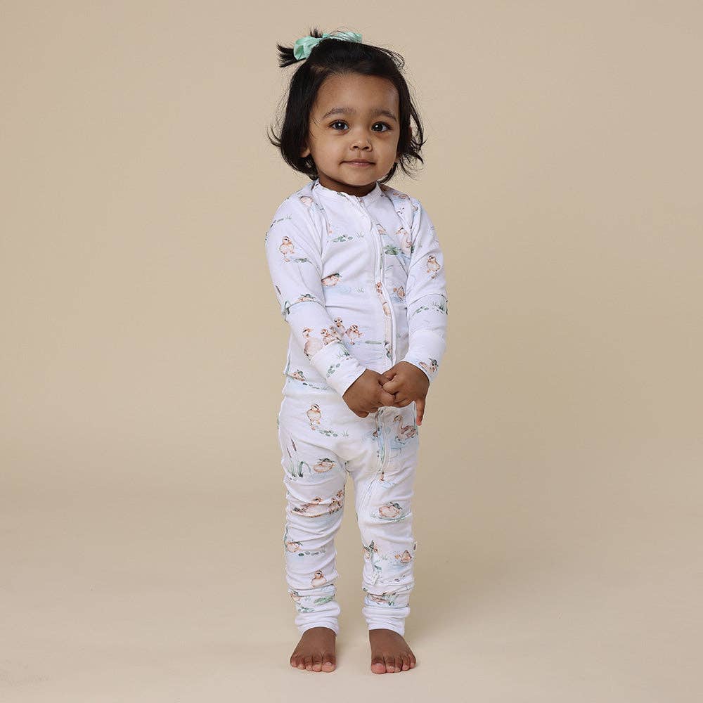 Snuggle Hunny - Duck Pond Organic Snugglesuit Convertible Romper