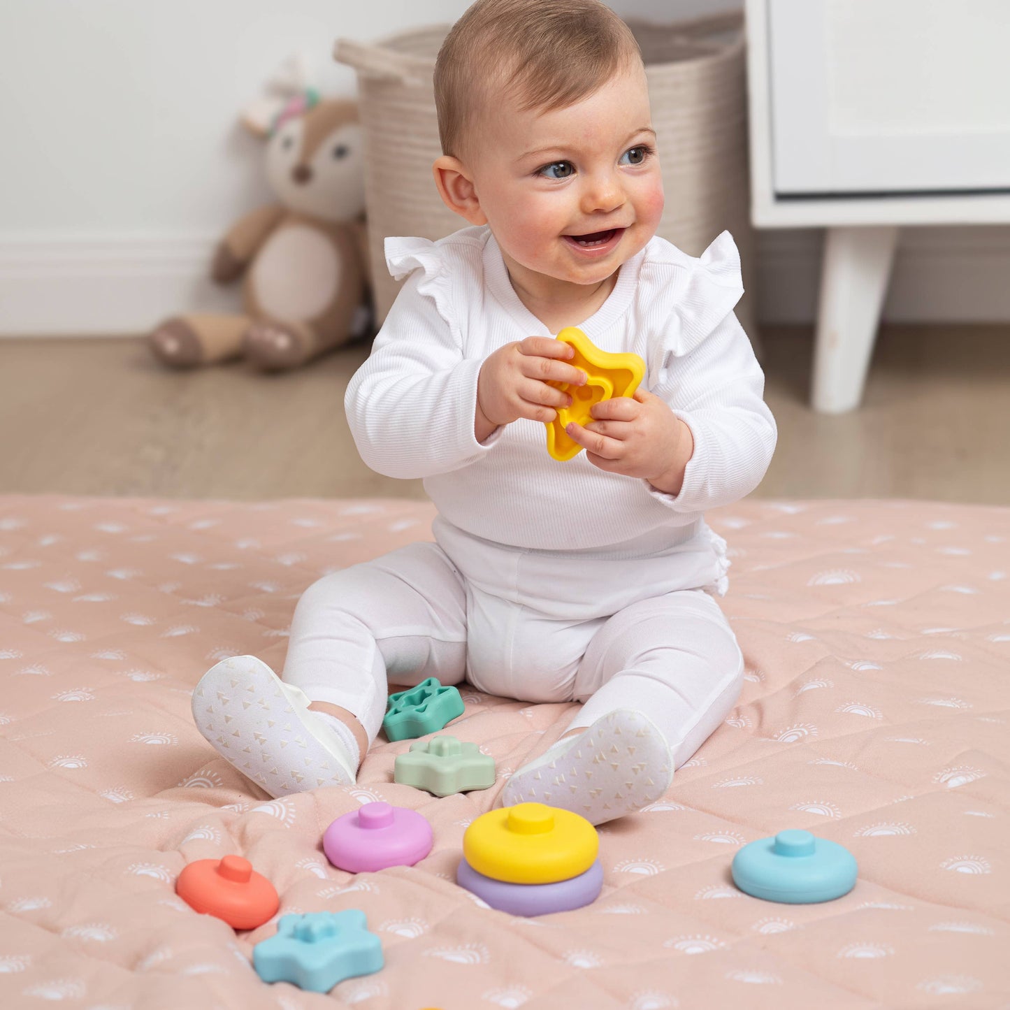 Living Textiles - Playground Silicone Stacking Tower Star - Sorbet