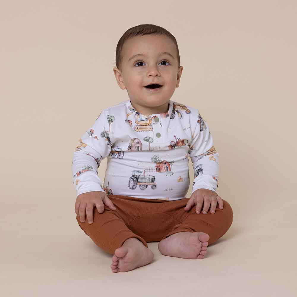 Diggers & Tractors Long Sleeve Organic Bodysuit
