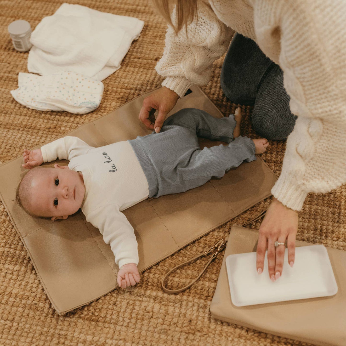 OiOi - Nappy Changing Pouch - Oat Vegan Leather