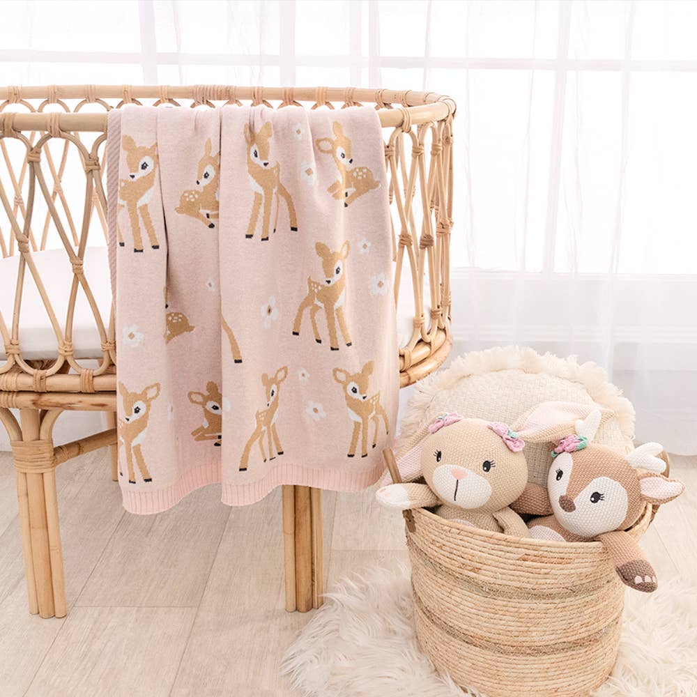 Living Textiles - 100% Cotton Knit Baby Blanket - Fawn