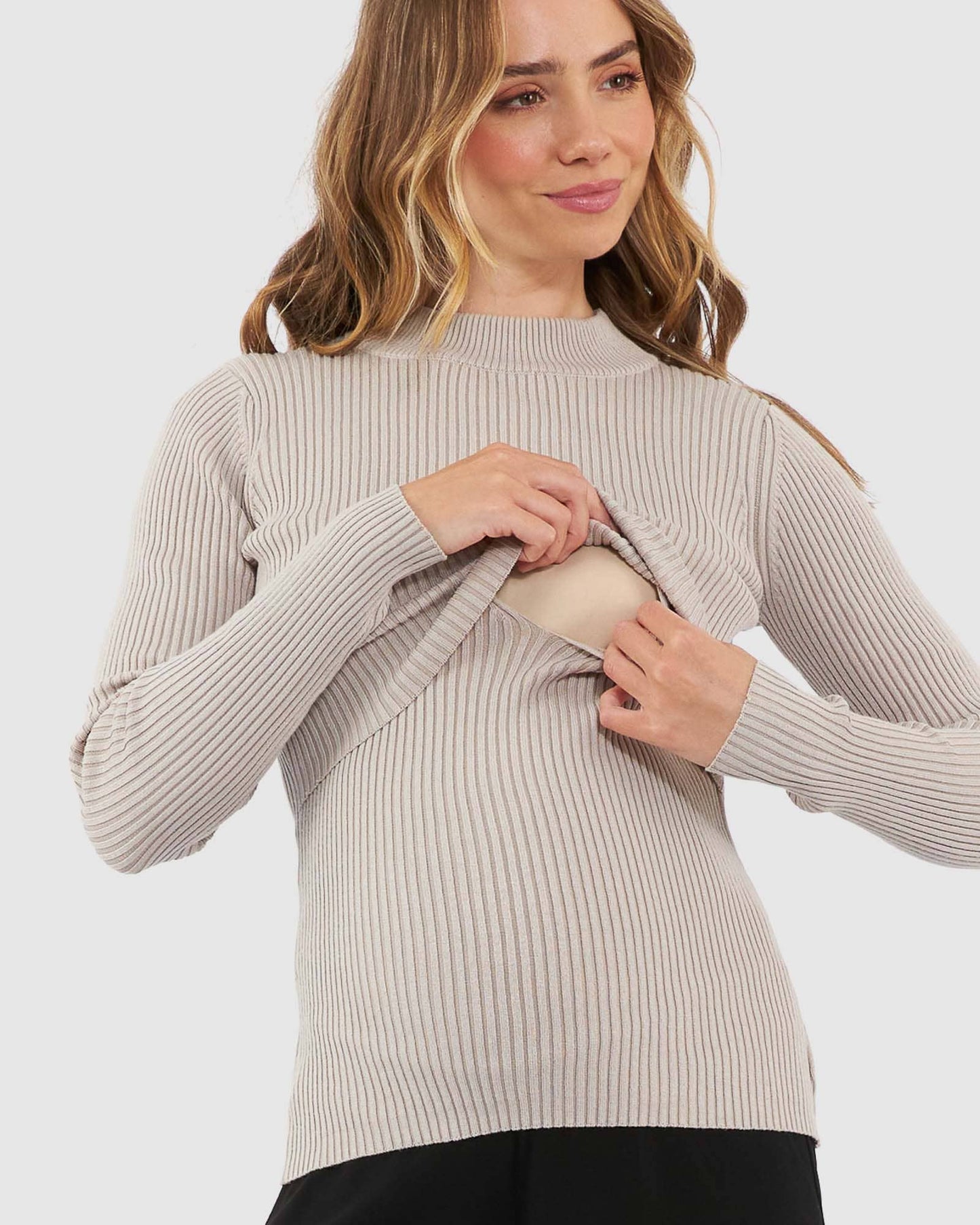 Ripe Maternity - Lift Up Nursing Knit - Stone