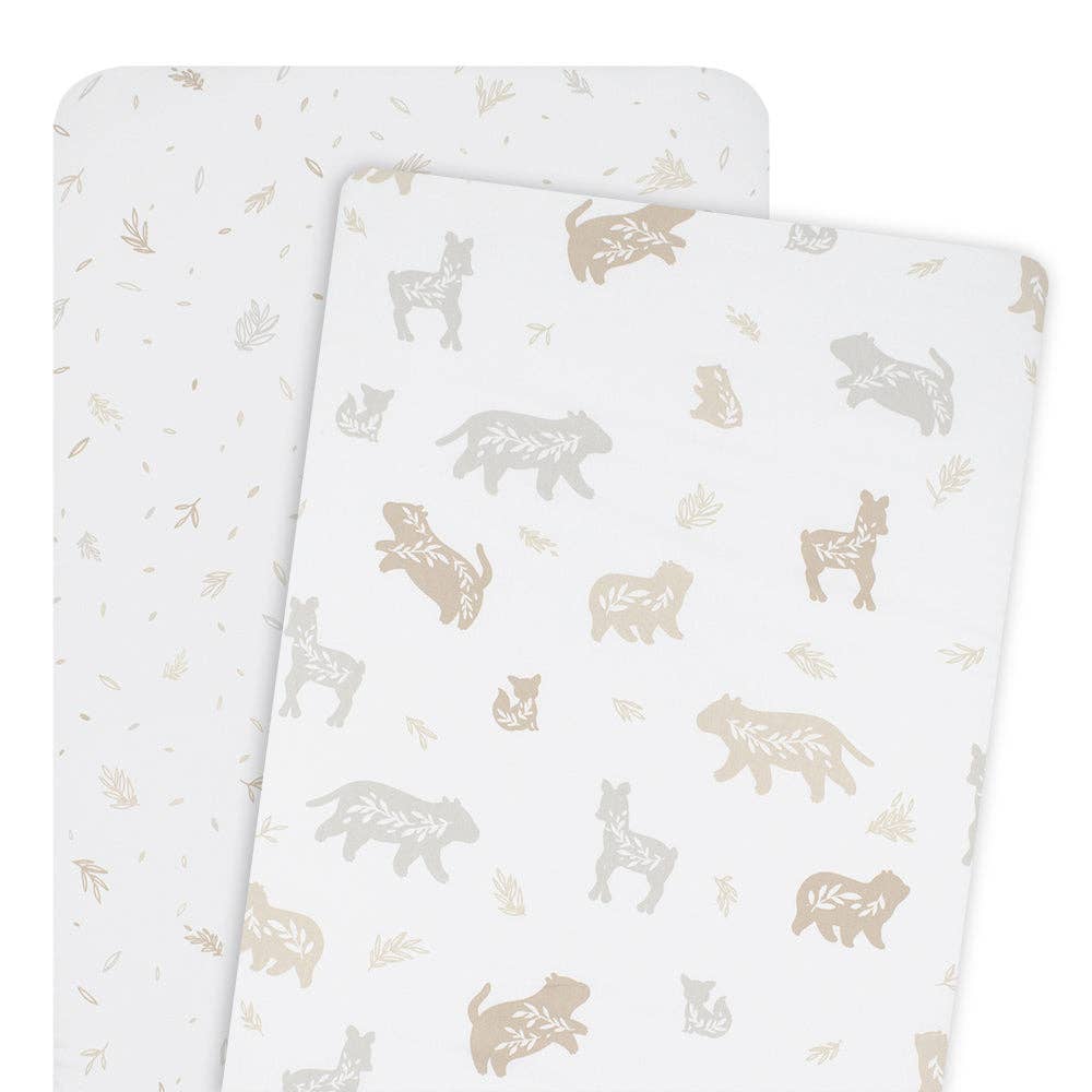 Living Textiles - 2-pack Bedside Bassinet Fitted Sheets - Bosco Bear