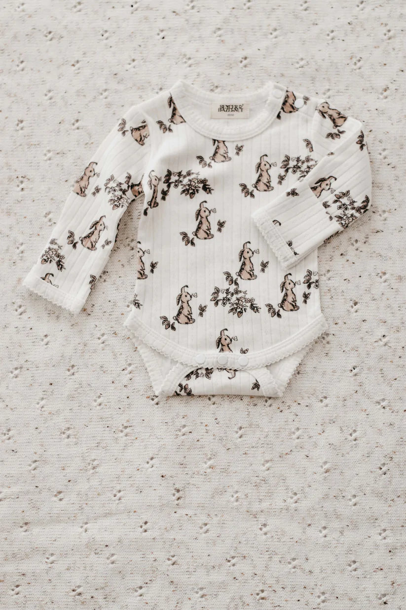Pointelle Bunny Long Sleeve Bodysuit orTee