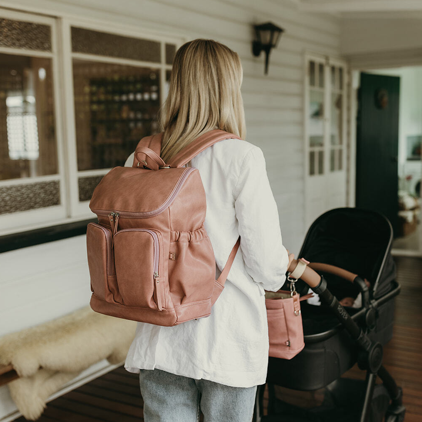 OiOi - Signature Nappy Backpack - Dusty Rose Vegan Leather