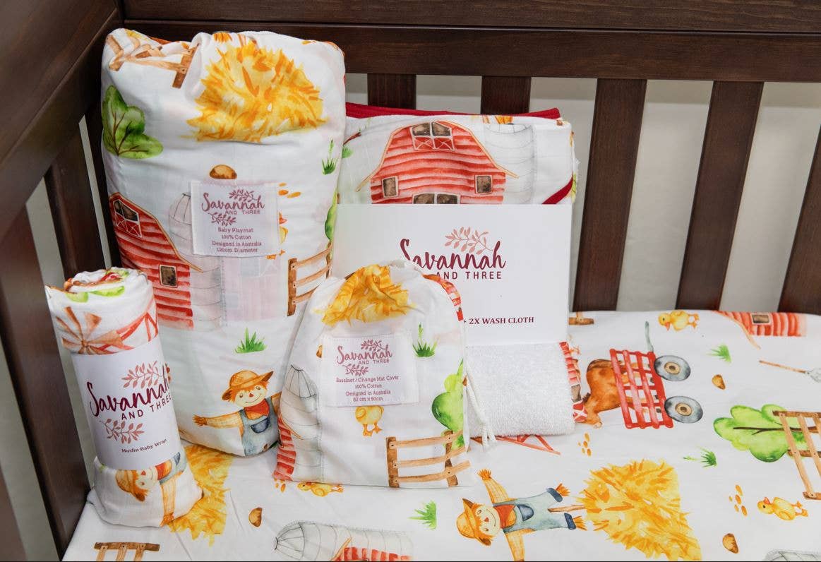 Savannah and Three - Farmyard Friends Cot Sheet