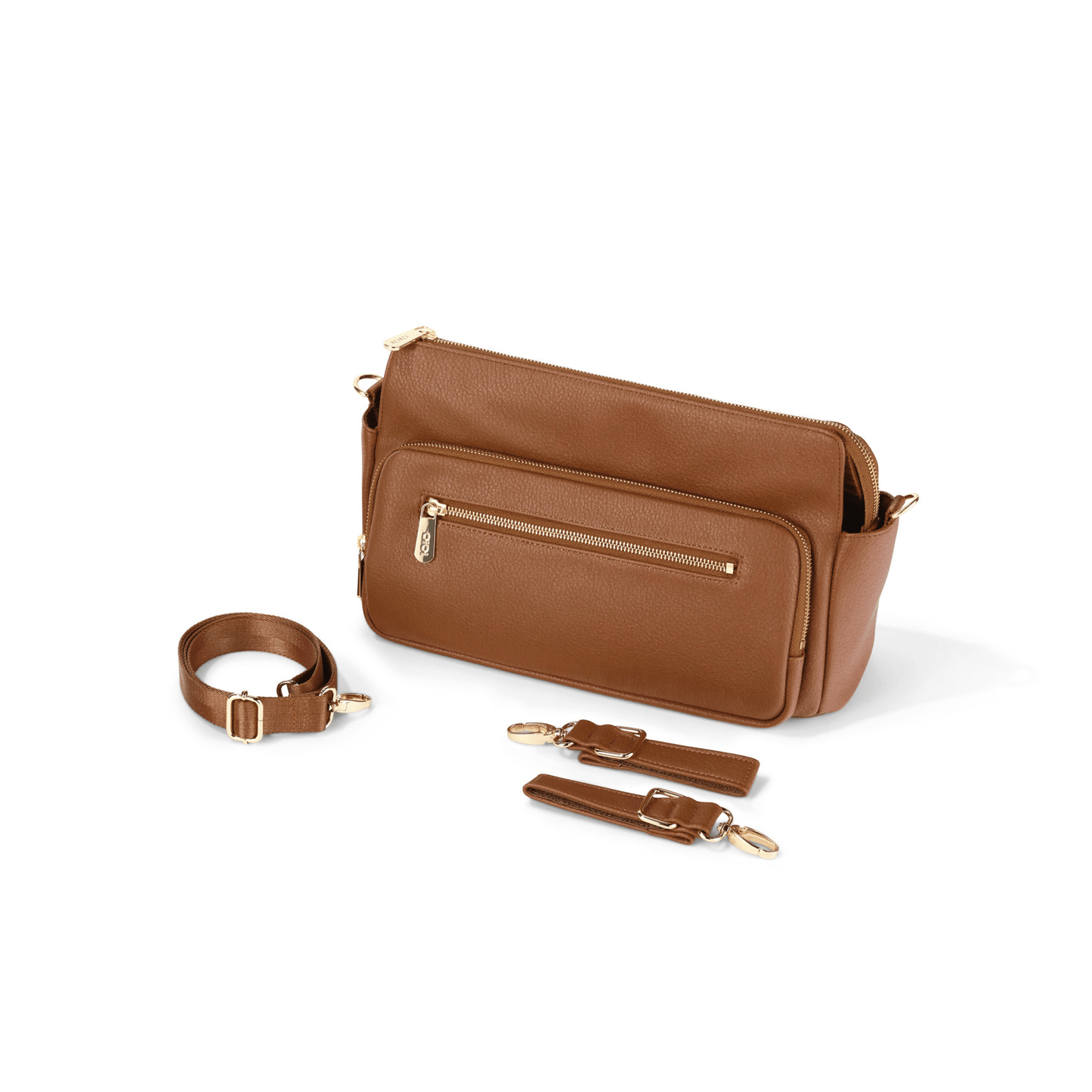 OiOi - Multitasker Pram Caddy - Chestnut Brown Vegan Leather