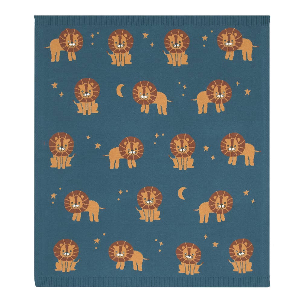 Living Textiles - 100% Cotton Knit Baby Blanket - Lion