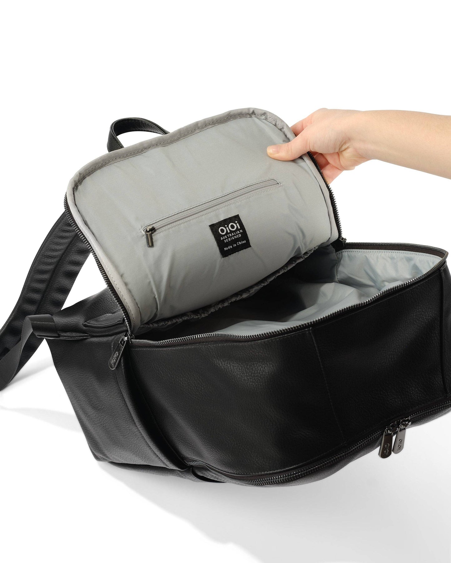 OiOi - Multitasker Nappy Backpack - Black Vegan Leather
