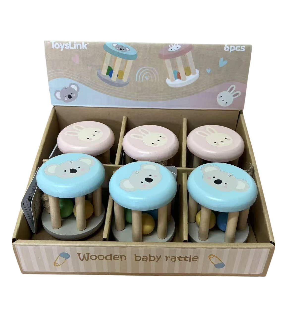 ToysLink - Wooden Koala & Bunny Rattle