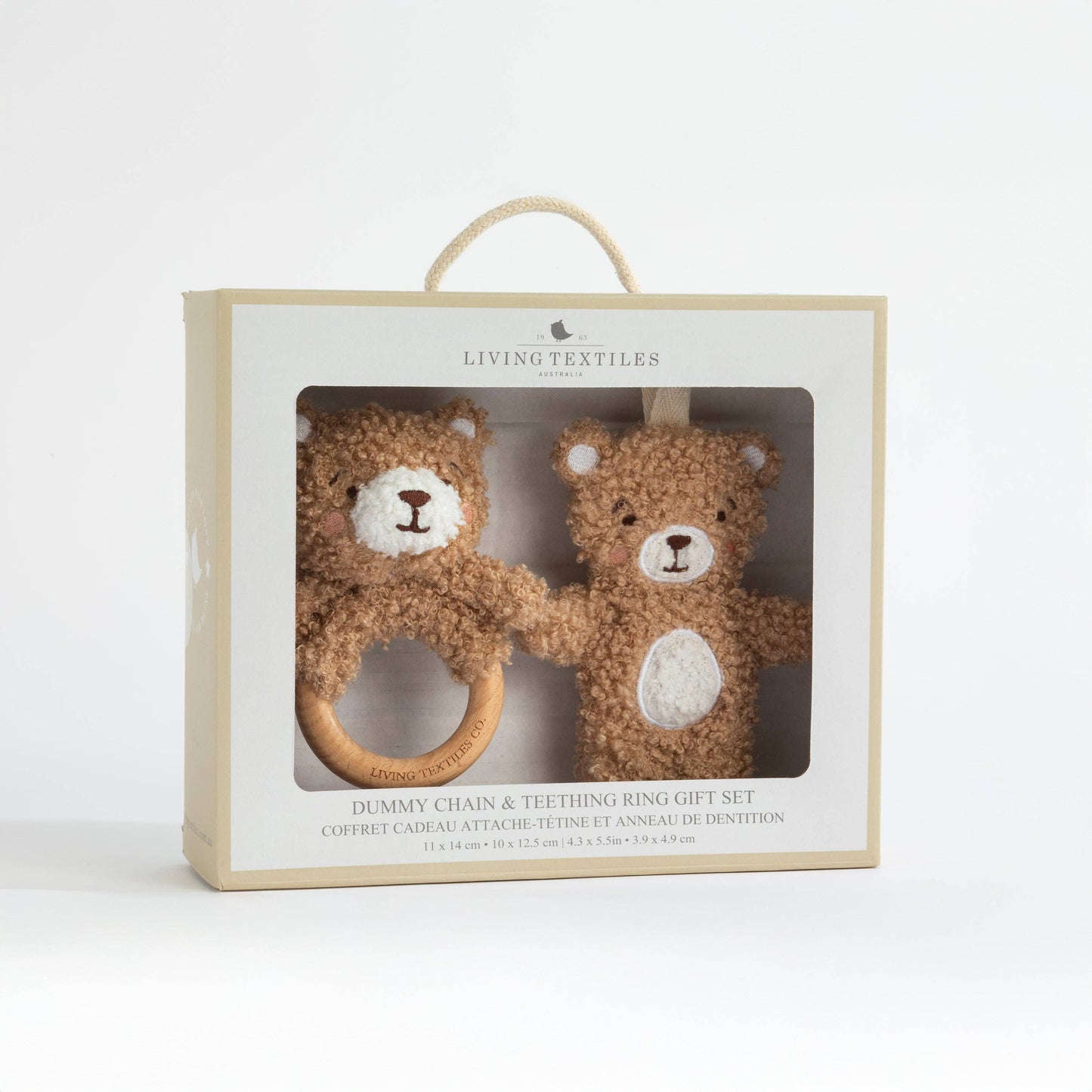Living Textiles - Teething Ring & Dummy Chain Gift Set - Cuddly Bear