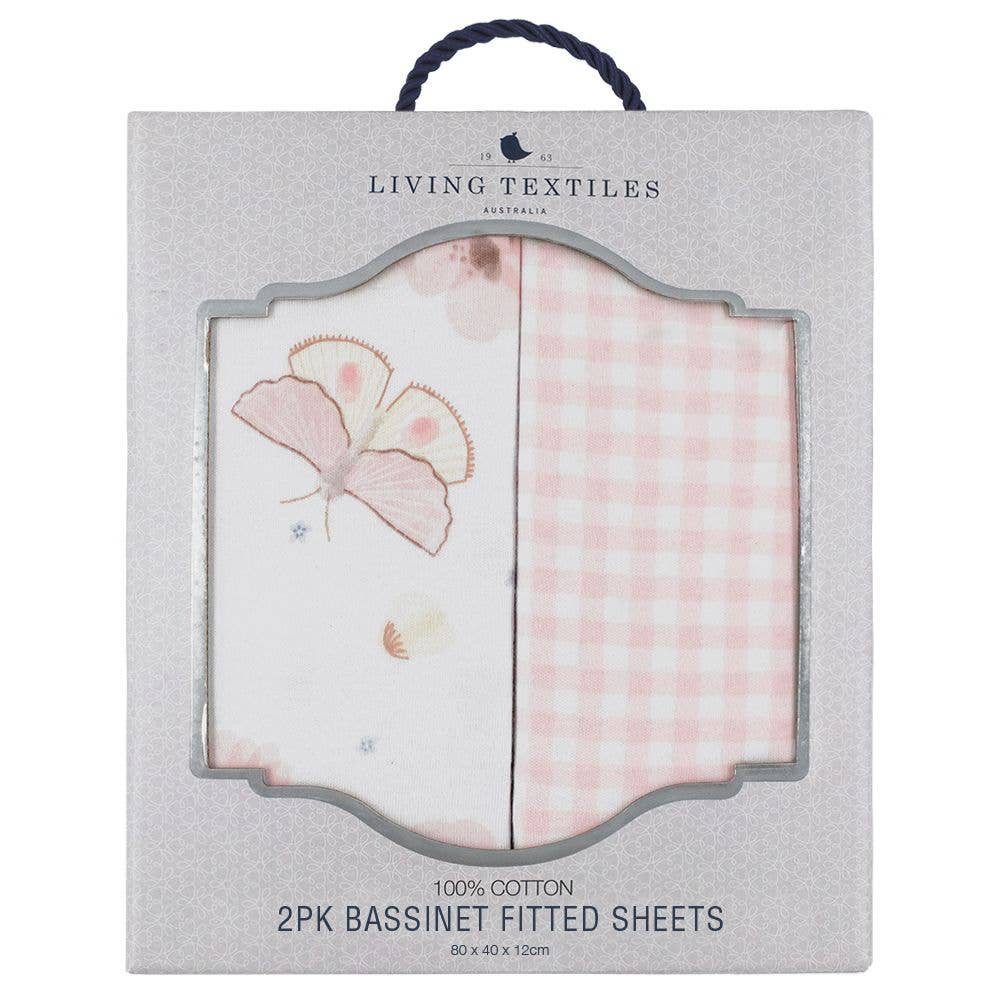 Living Textiles - 2pk Bassinet Fitted Sheets - Butterfly Garden