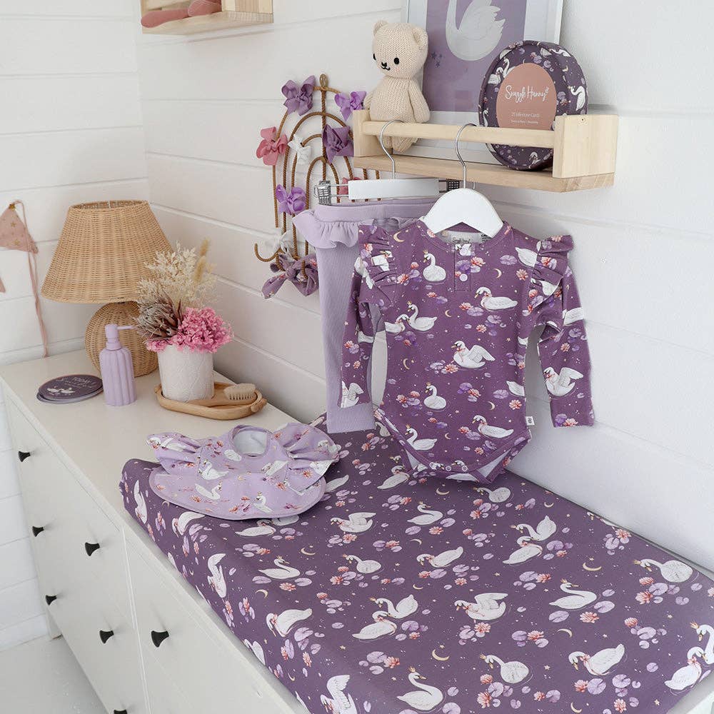 Snuggle Hunny - Midnight Swan Organic Bassinet Sheet / Change Pad Cover