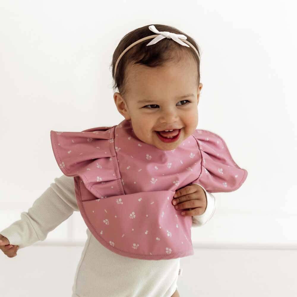 Snuggle Hunny - Pink Fleur Frill Snuggle Bib