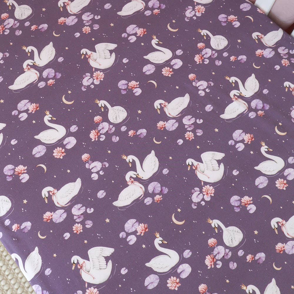 Snuggle Hunny - Midnight Swan Organic Fitted Cot Sheet