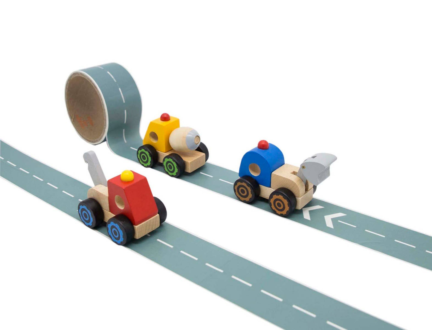 Toyslink - Wooden Construction Truck with Road Adhesive Tape
