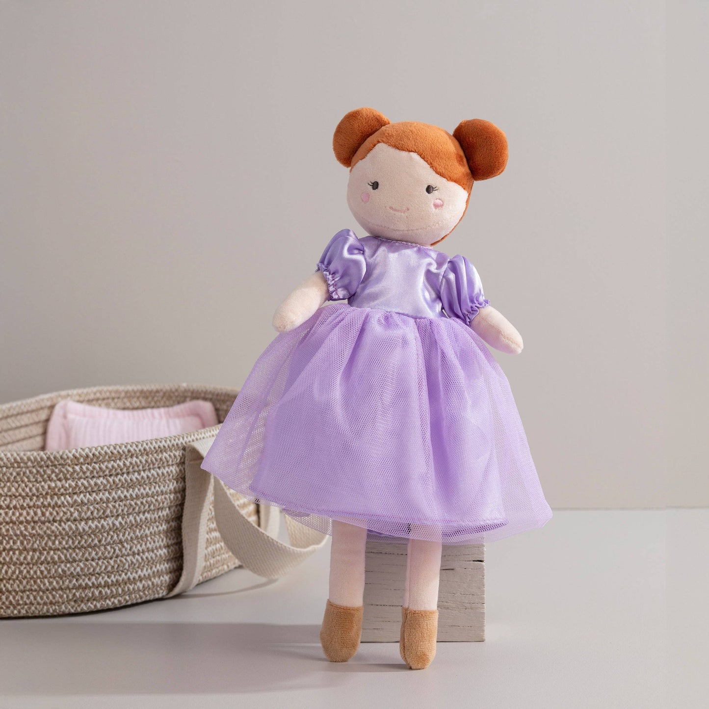 Living Textiles - 100% Cotton Rope Doll Moses Basket - Blush