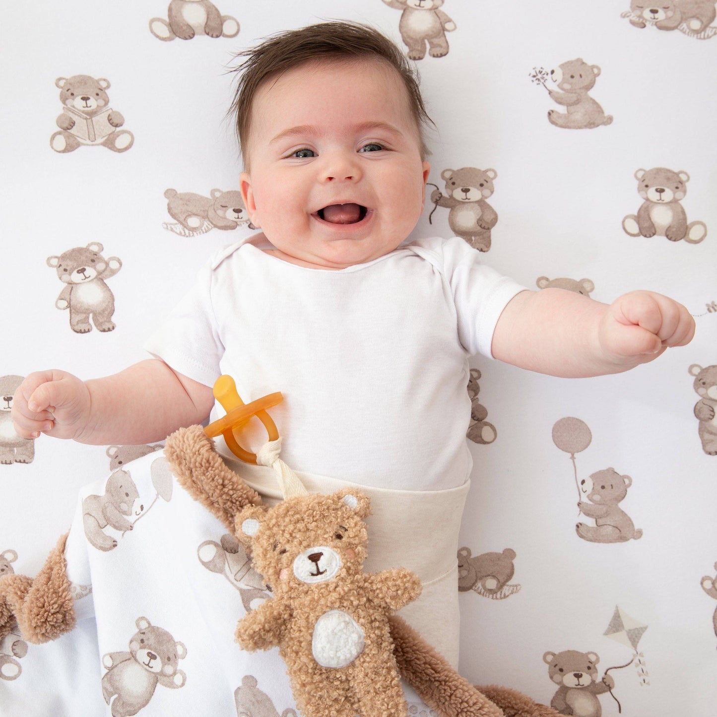 Living Textiles - Teething Ring & Dummy Chain Gift Set - Cuddly Bear
