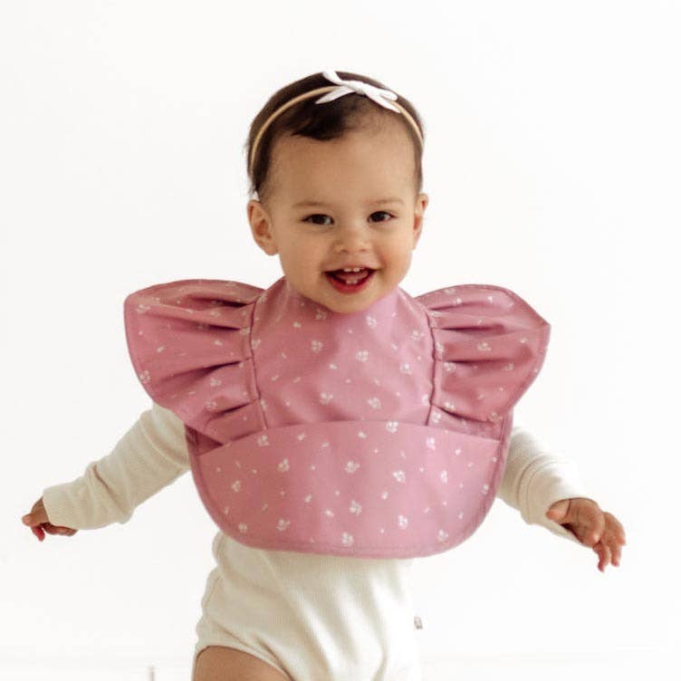 Snuggle Hunny - Pink Fleur Frill Snuggle Bib