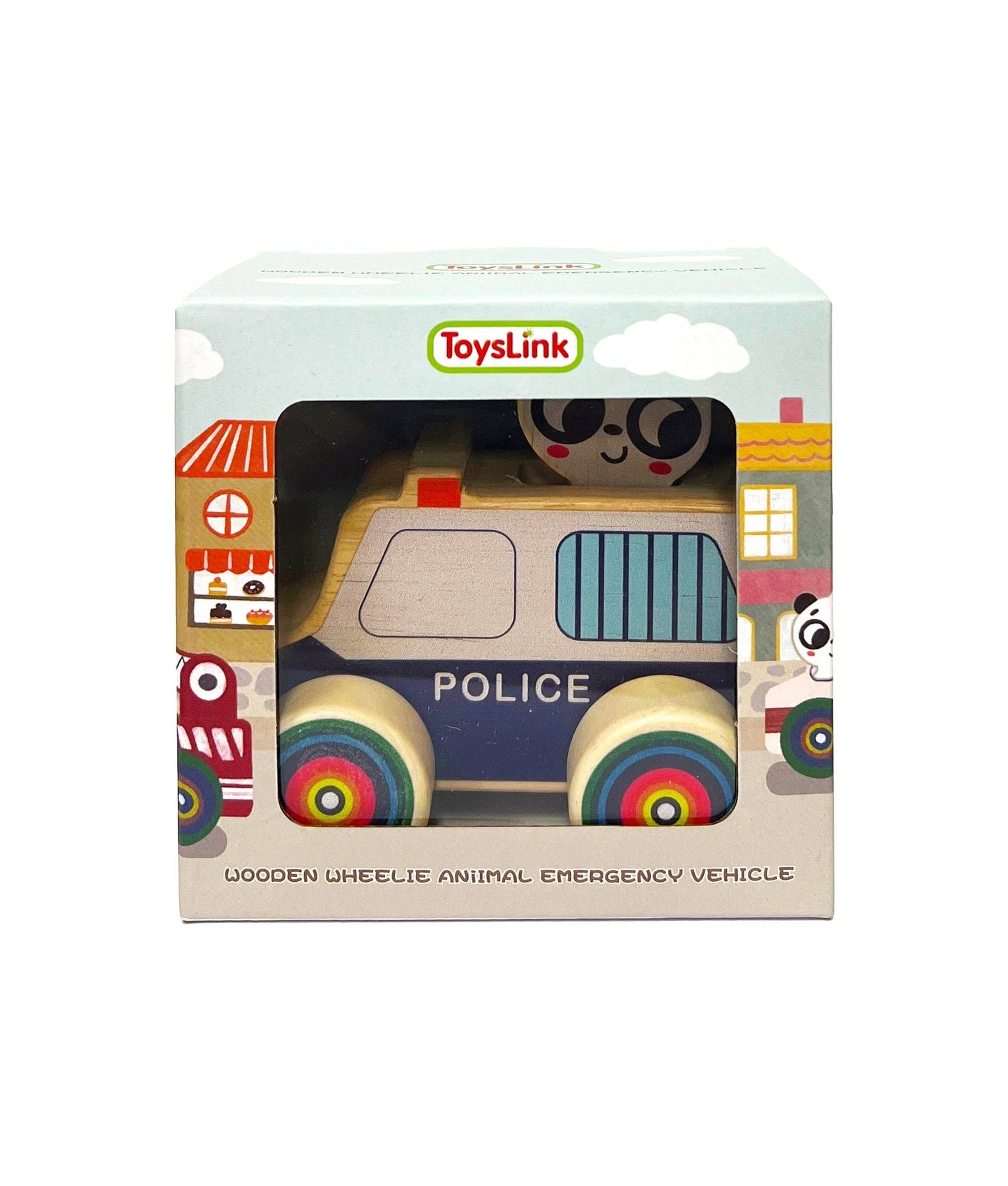 ToysLink - Wooden Mini Wheelie Emergency Vehicles with Animals
