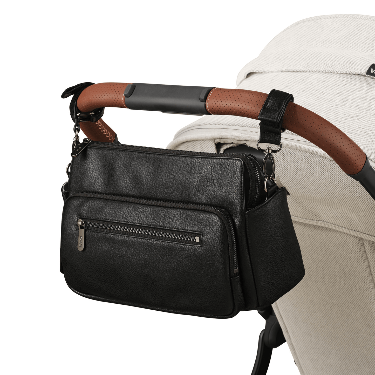 OiOi - Multitasker Pram Caddy - Black Vegan Leather