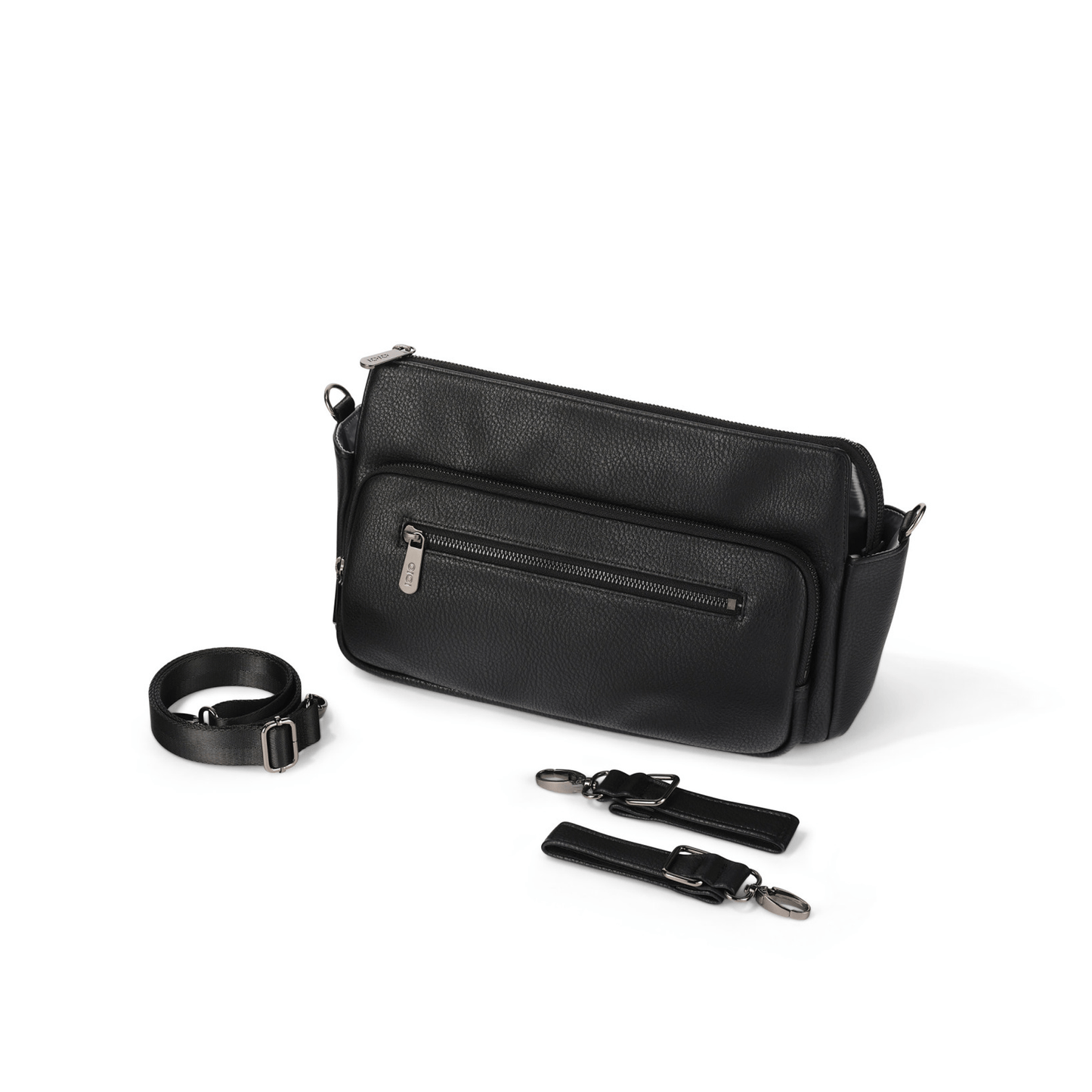 OiOi - Multitasker Pram Caddy - Black Vegan Leather