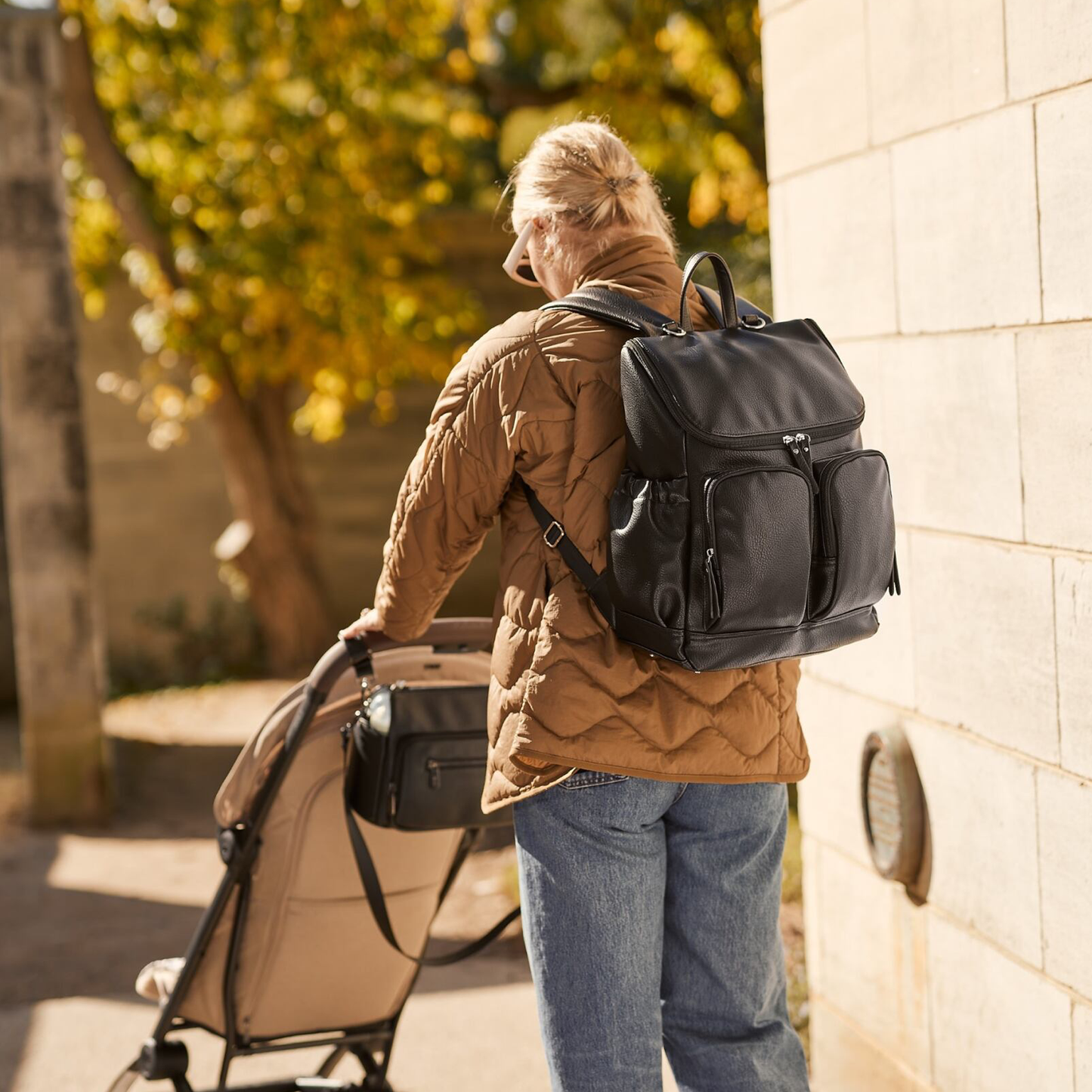OiOi - Signature Nappy Backpack - Black Dimple Vegan Leather