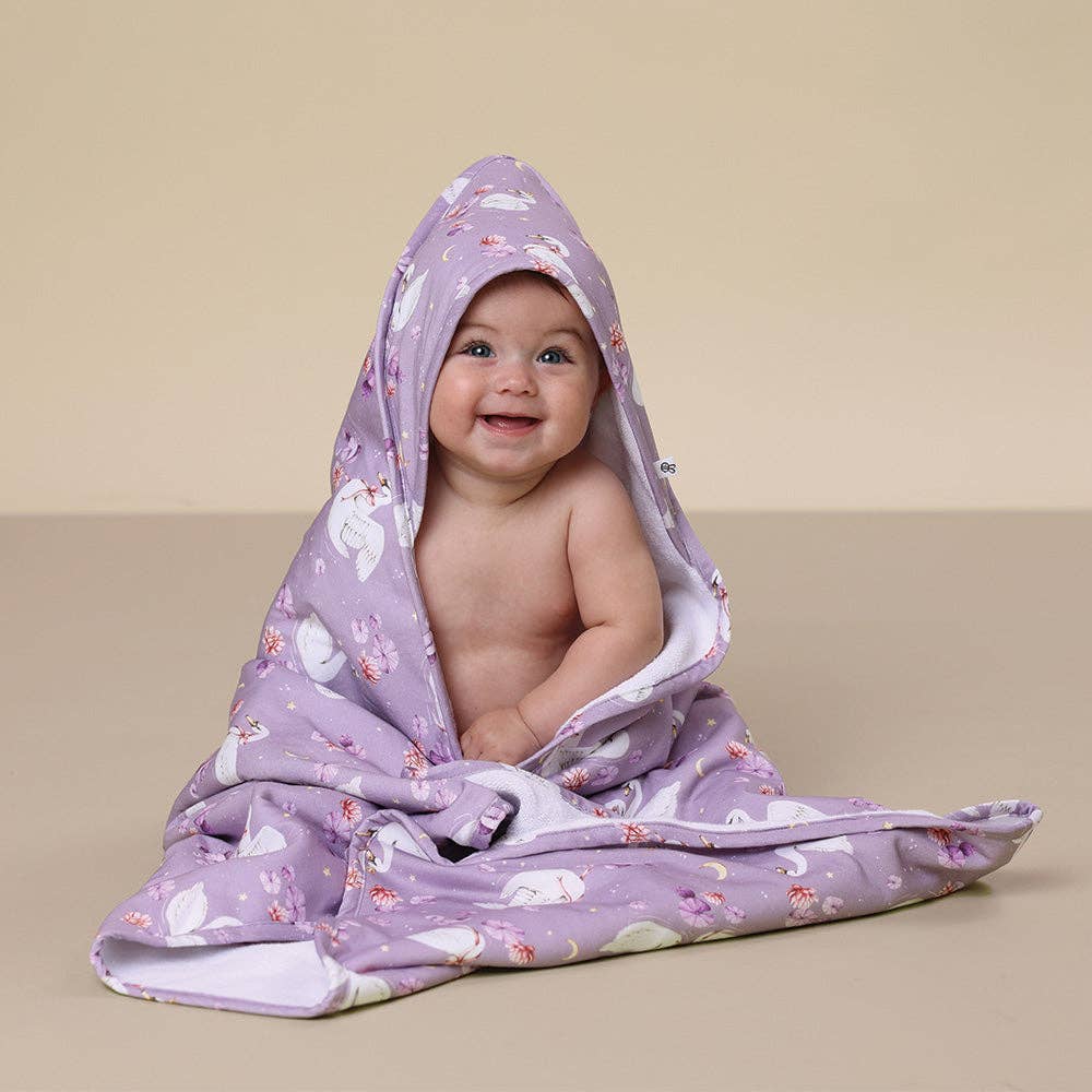Snuggle Hunny - Swan Lake Organic Hooded Baby Towel