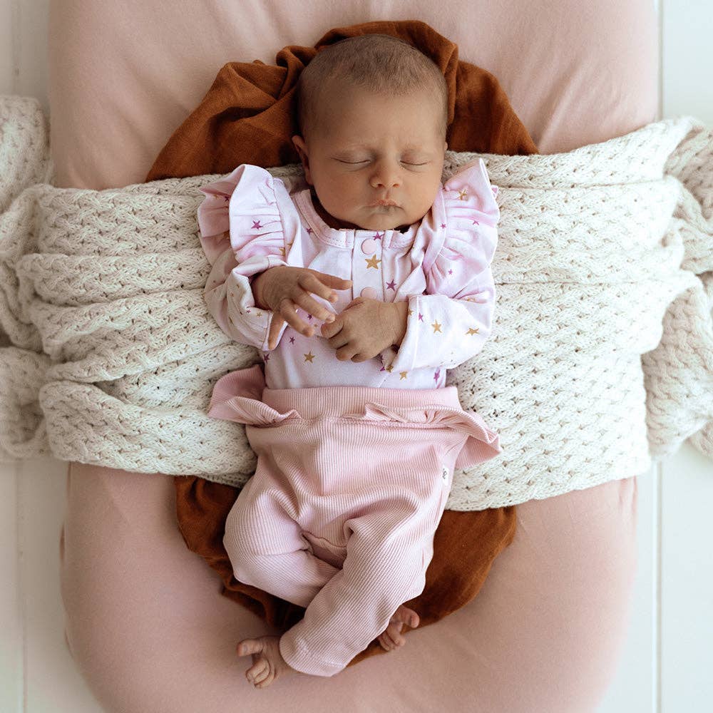 Snuggle Hunny - Baby Pink Organic Pants with Frill