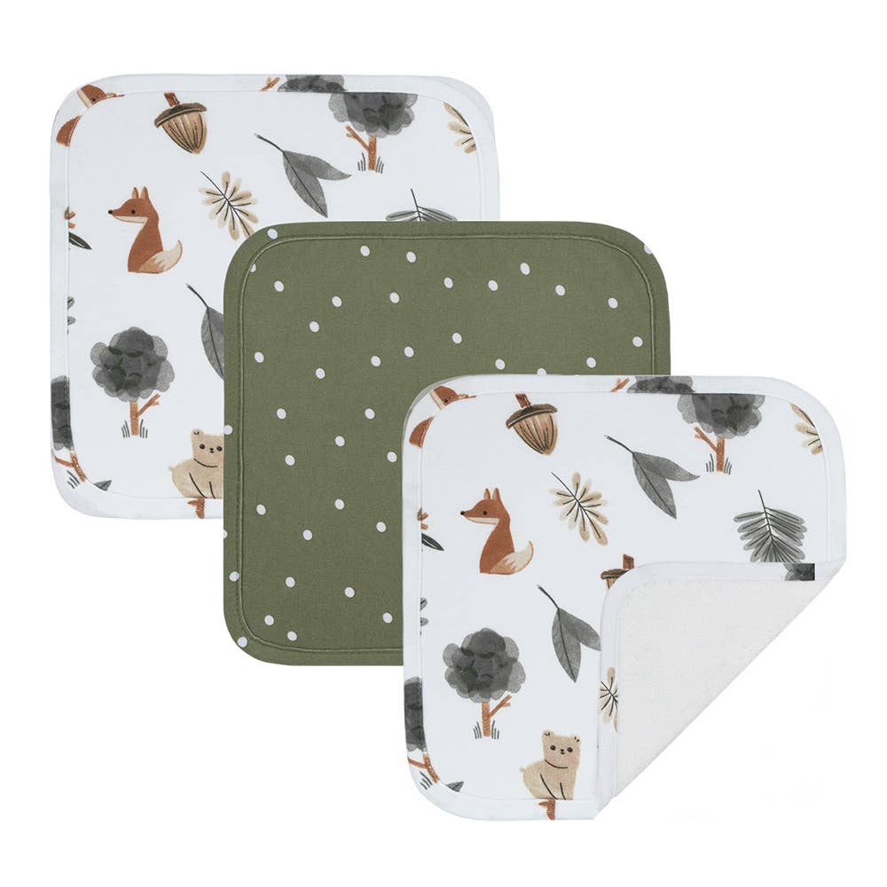 Living Textiles - 3pk Washcloths - Forest Retreat