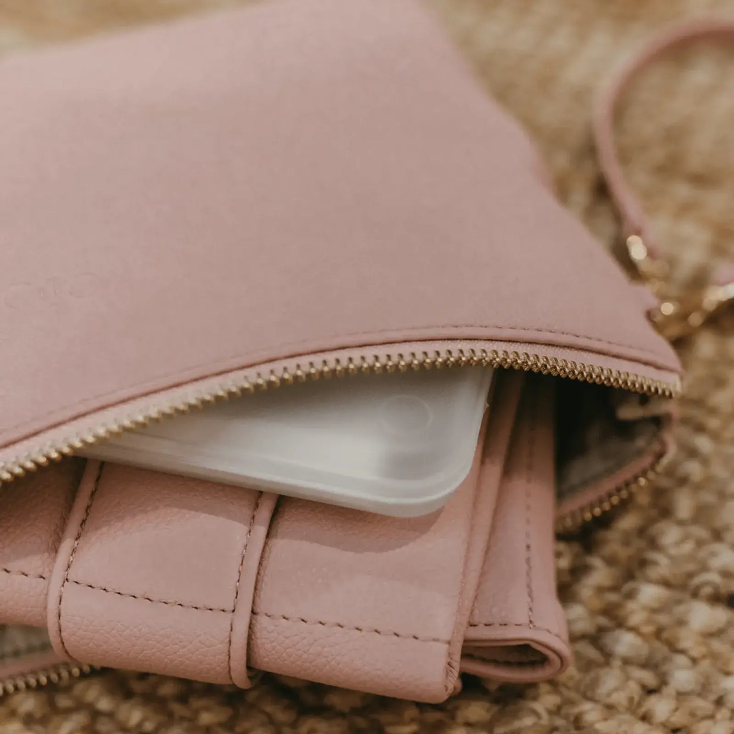 OiOi - Nappy Changing Pouch - Pink Vegan Leather