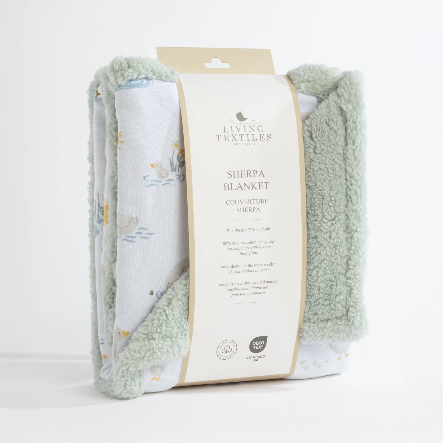 Living Textiles - Organic Jersey Sherpa Blanket - Goosey Goosey