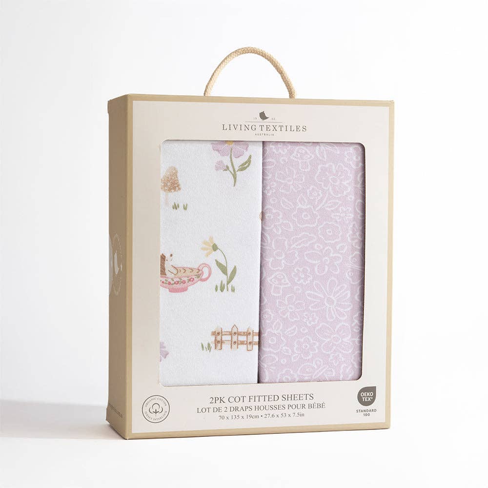 Living Textiles - Organic Cot Fitted Sheet 2 Pack - Whimsical Wonderland