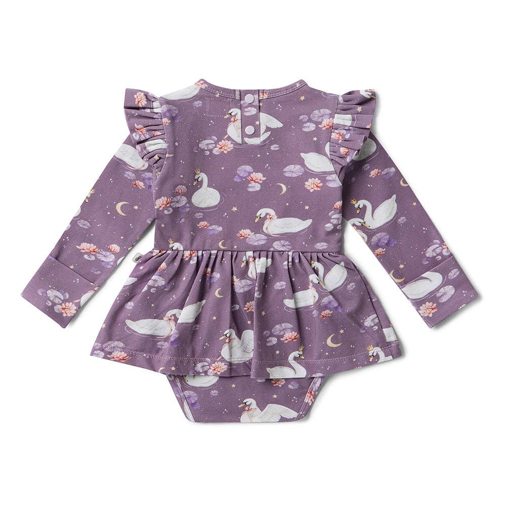 Snuggle Hunny - Midnight Swan Long Sleeve Organic Dress