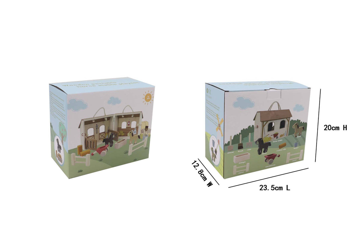 ToysLink - Wooden Horse Stable Play Set