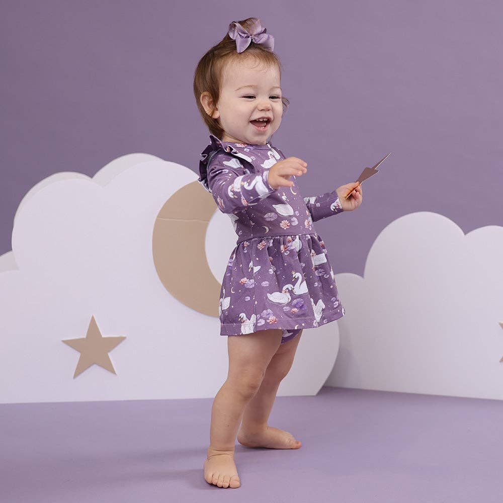 Snuggle Hunny - Midnight Swan Long Sleeve Organic Dress