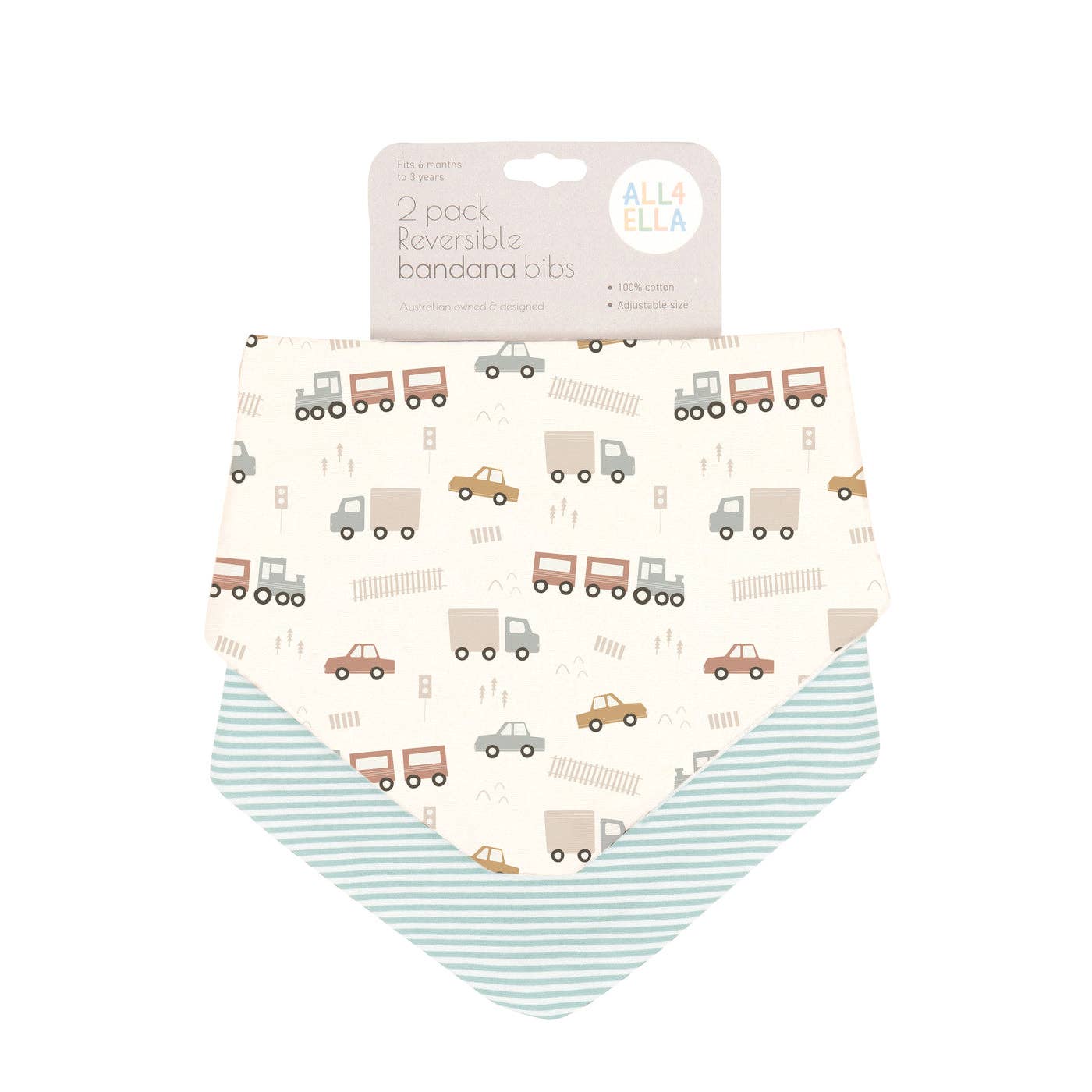 All4Ella - Bandana Bibs 2pk - Blue Trucks