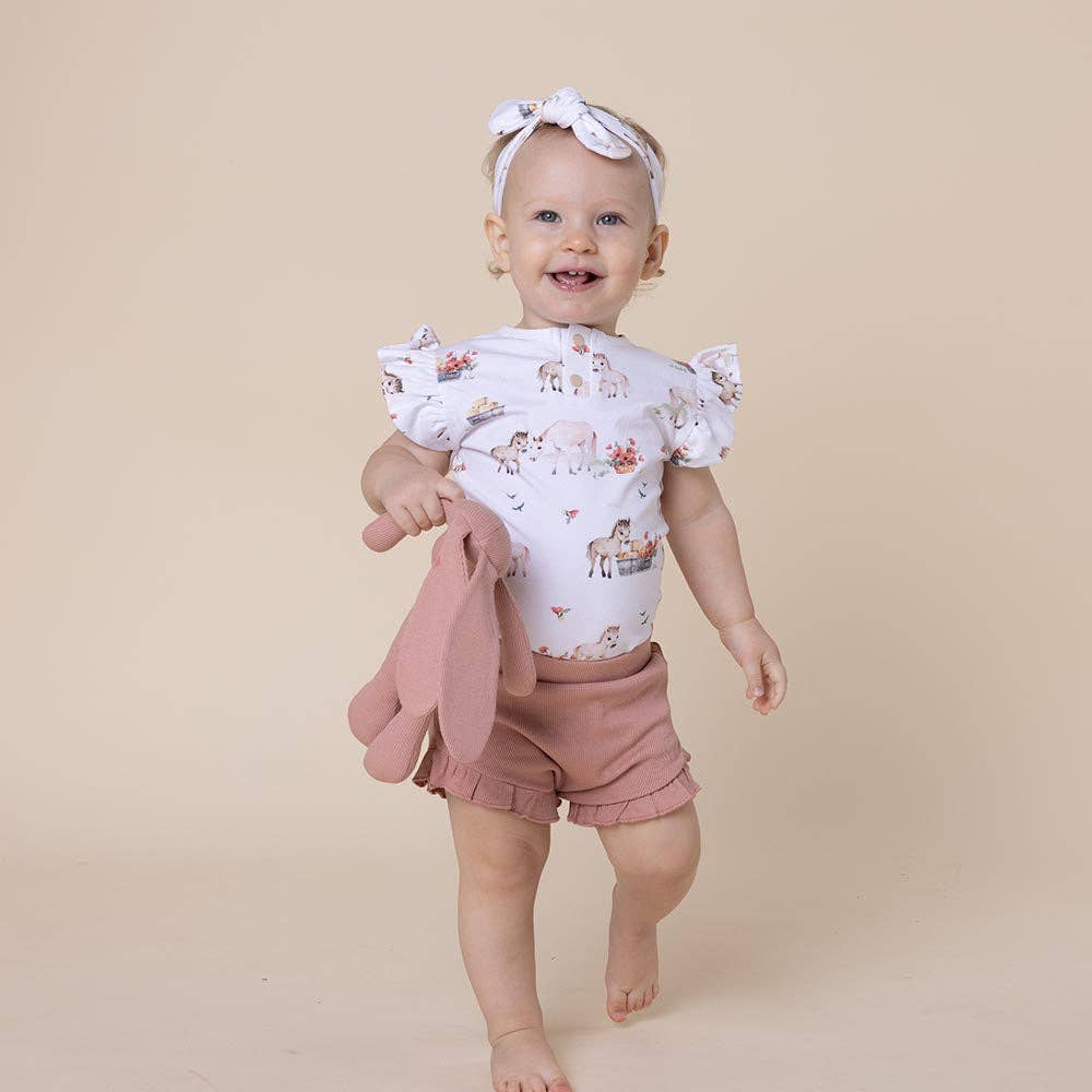 Pony Pals Short Sleeve Organic Bodysuit with Frill