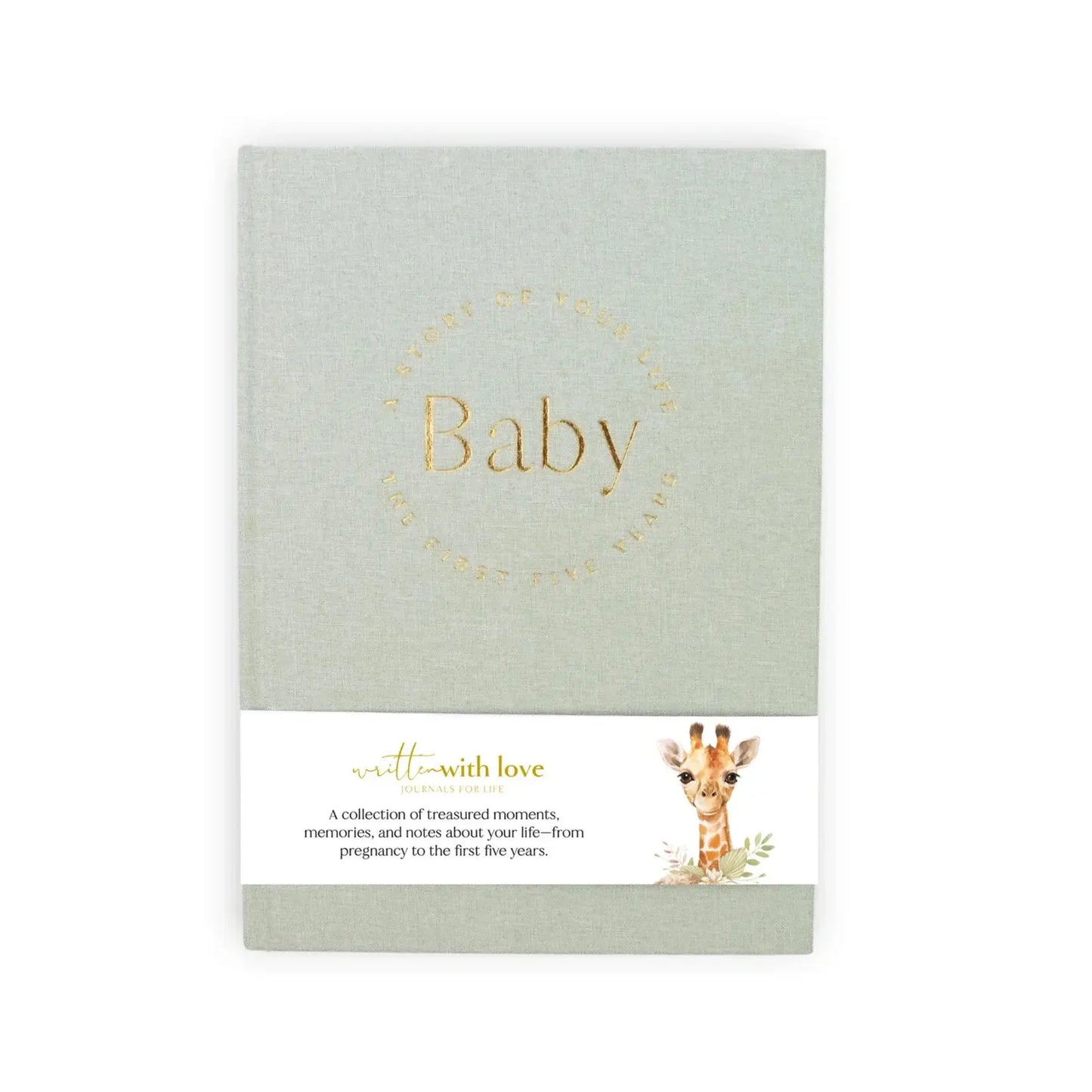 Written With Love - Baby Memory Book - Pregnancy to 5 Years - Sage Green - Boxed