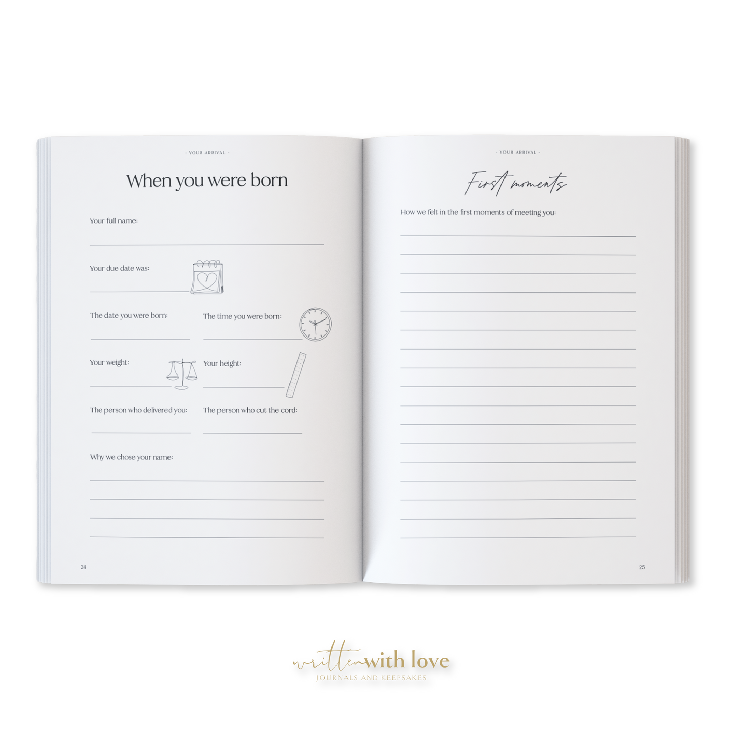 Written With Love - Baby Memory Book with Keepsake Box - Oatmeal