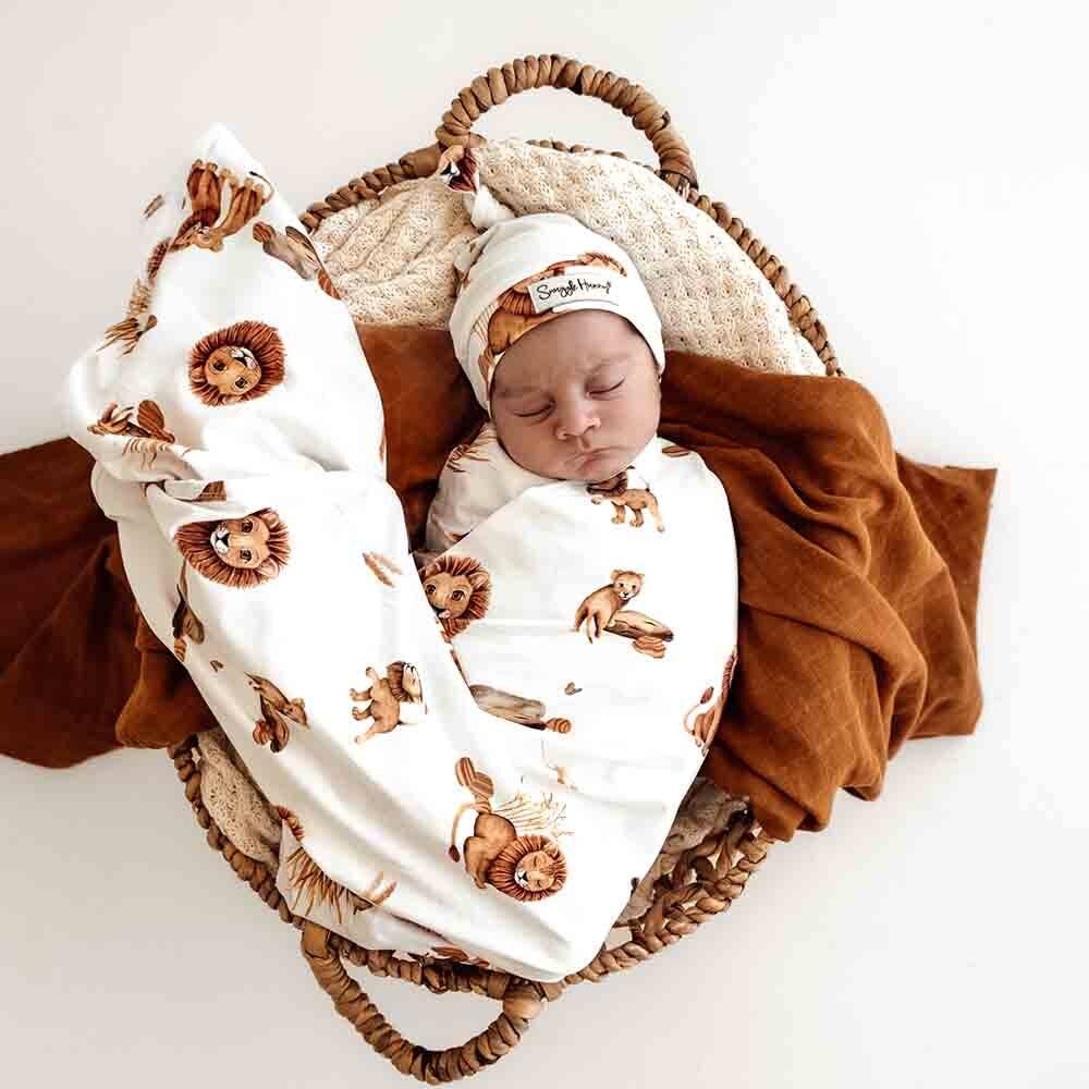 Snuggle Hunny - Lion Organic Jersey Wrap & Beanie Set