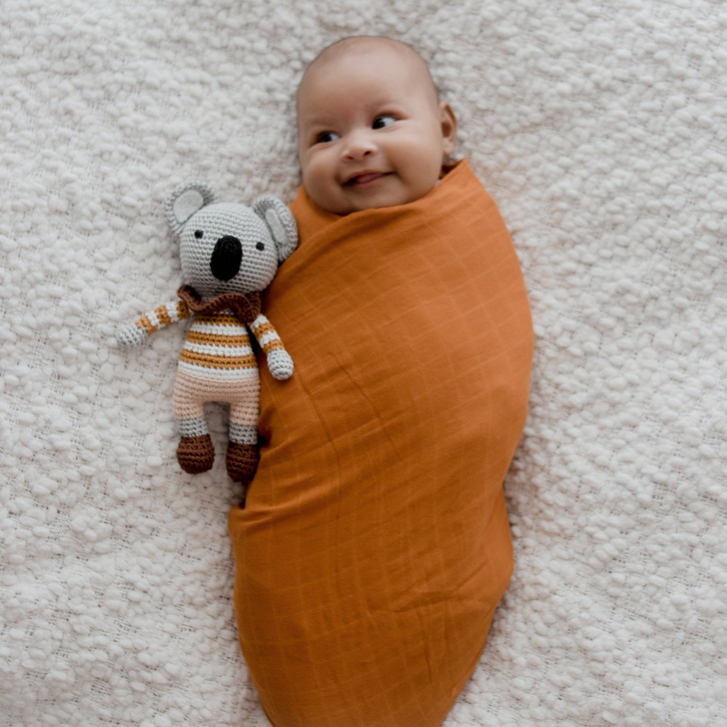 Zoe Sage - Organic Cotton Muslin Swaddle Wrap 120cm | Savannah Rust