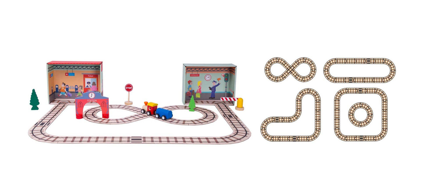 Train Playset With Paper Puzzle Railway
