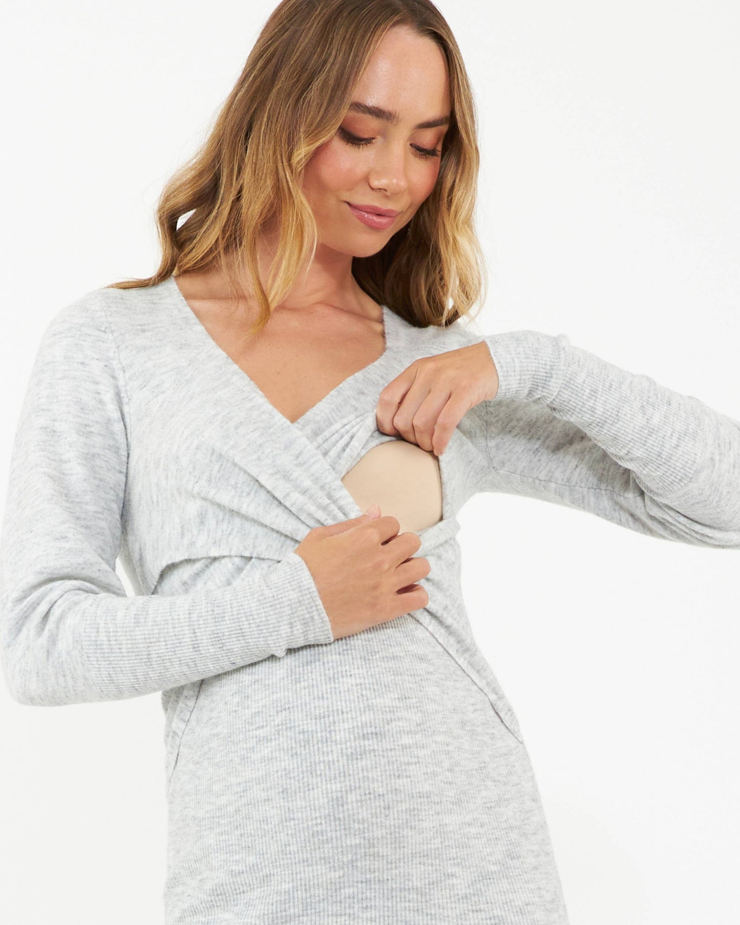Ripe Maternity - Heidi Nursing Knit Dress - Snow